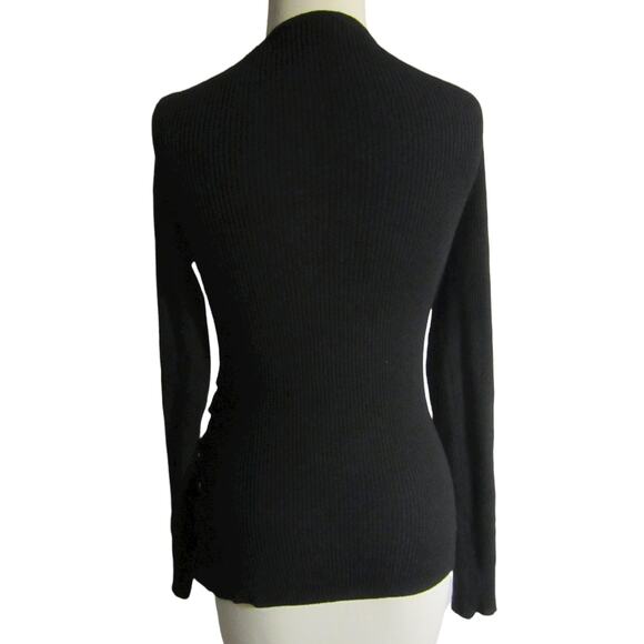 Y2K Vintage Bebe Black Logo Wrap Sweater Top Medium - Picture 9 of 9